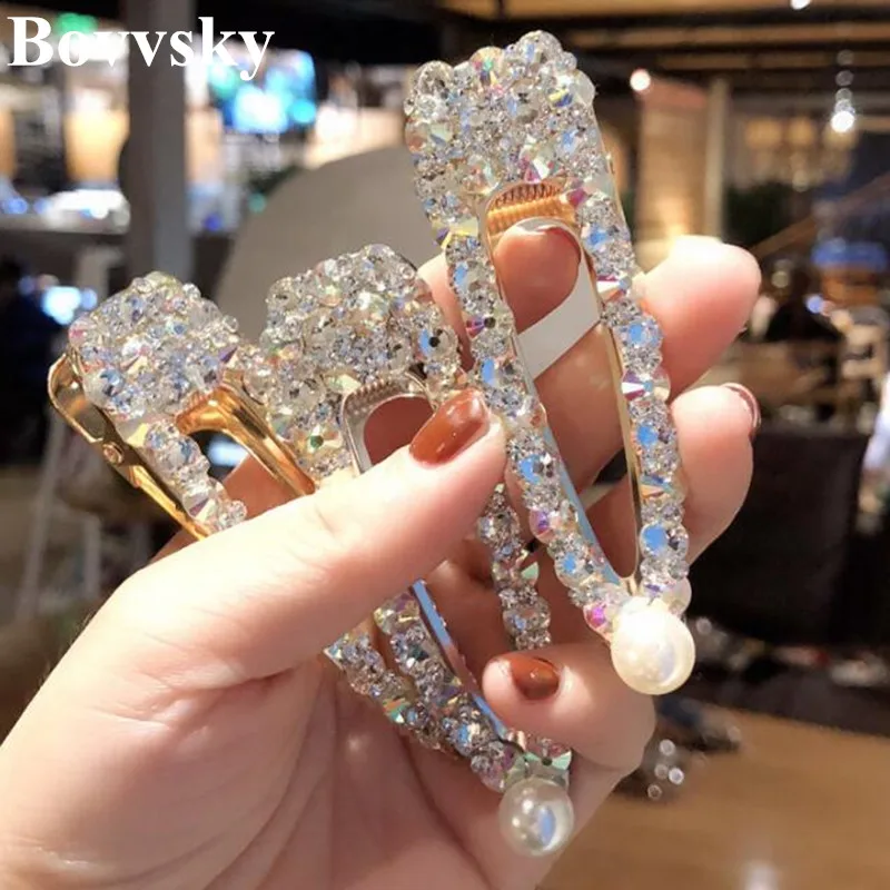

Bovvsky Luxury Crystal Pearl Metal Hair Clips Elegant Hairpins Hair Ornament Headband Barrettes Women's Hair Accessories
