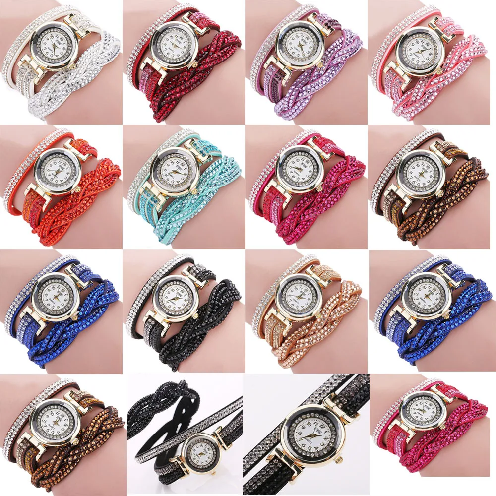Fashion Casual font b Quartz b font Women Rhinestone font b Watch b font Braided Leather