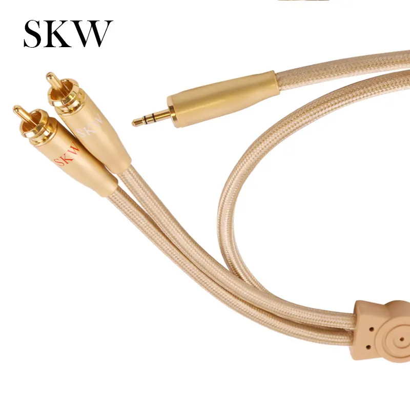 SKW аудио кабель 2 RCA 3 5 мм Jack 6N OCC 1 м 8 10 для домашнего кинотеатра DVD усилитель