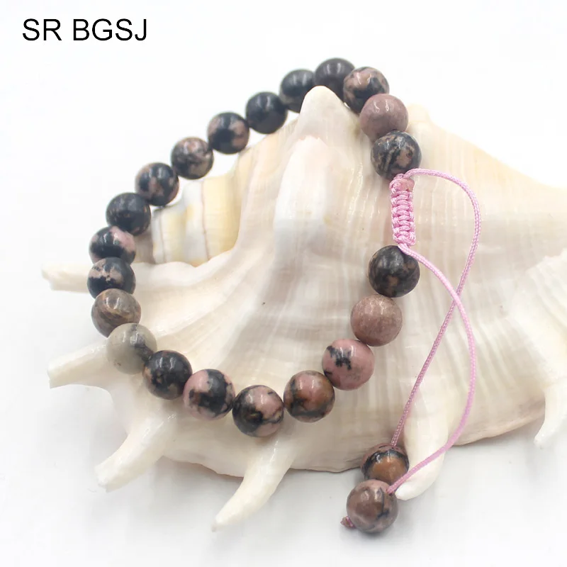 

Free Shipping 6mm 8mm 10mm Wholesale Bracelet Women Girl Jewelry Natural Stone Rhodonite Adjustable Jewelry Bracelet