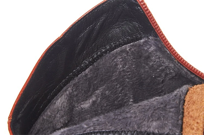 MSSTOR квадратный носок Швейные кожаные сапоги Для женщин большой размер 42 зимние вечерние элегантные коричневые сапоги на высоком каблуке