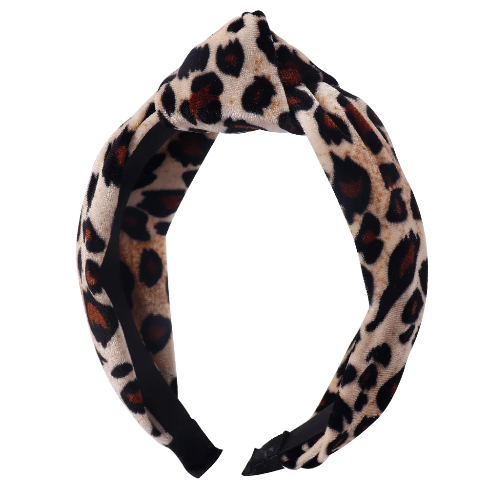 Леопардовая бархатная повязка на голову с узелком, милая шифоновая модная повязка для волос, головные уборы для женщин и девушек, аксессуары для волос - Цвет: Velvet