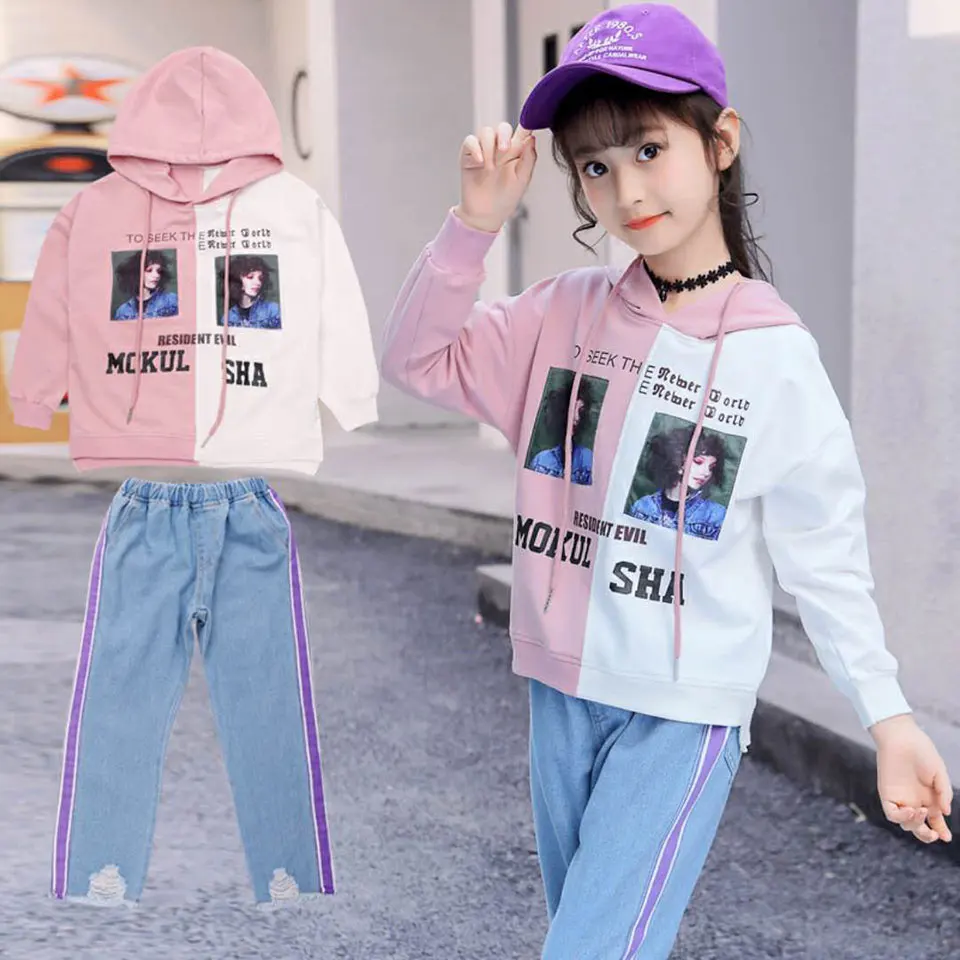 

2pcs Newborn Baby Girls Clothes Set Spring Autumn Hooded Coat Pants Cartoon Pattern Casual 6 8 10 12 14 Yrs Baby Girl Clothing