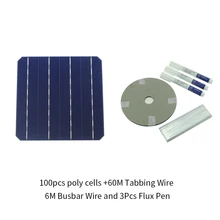 100Pcs Monocrystall Solar Cell 6×6 With 120M Tabbing Wire 10M Busbar Wire and 5Pcs Flux Pen