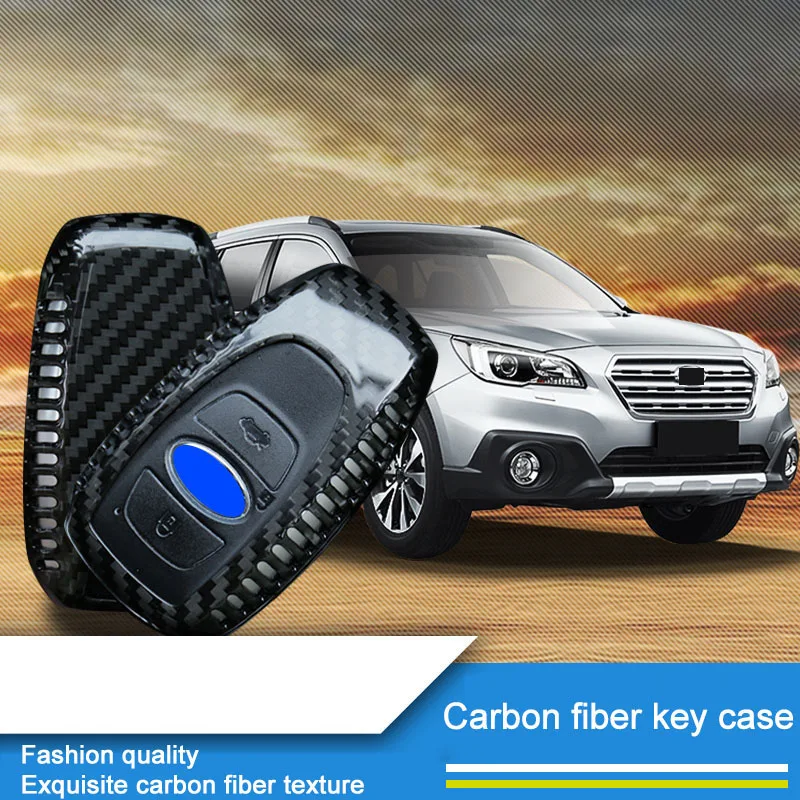 

QHCP Carbon Fiber Car Remote Key Cover Key Shell Key Case Accessories For Subaru Legacy XV Forester Outback BRZ 2016 2017 2018