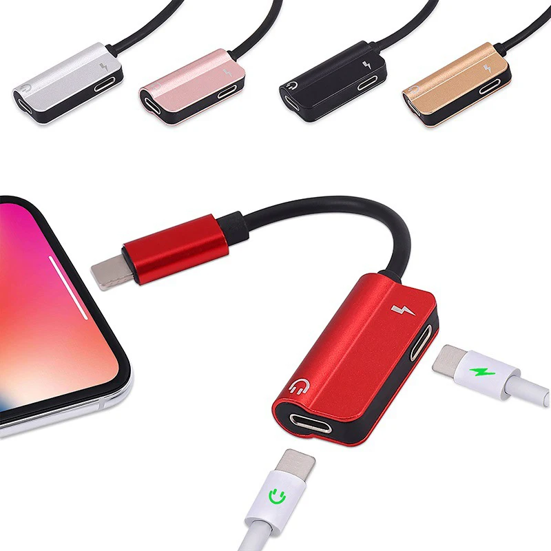 Goedkoop 2 in 1 Opladen Oortelefoon Splitter Voor iphone X 7 8 plus Audio Adapter Kabel voor iphone 7 charger muziek hoofdtelefoon Converter Kabel
