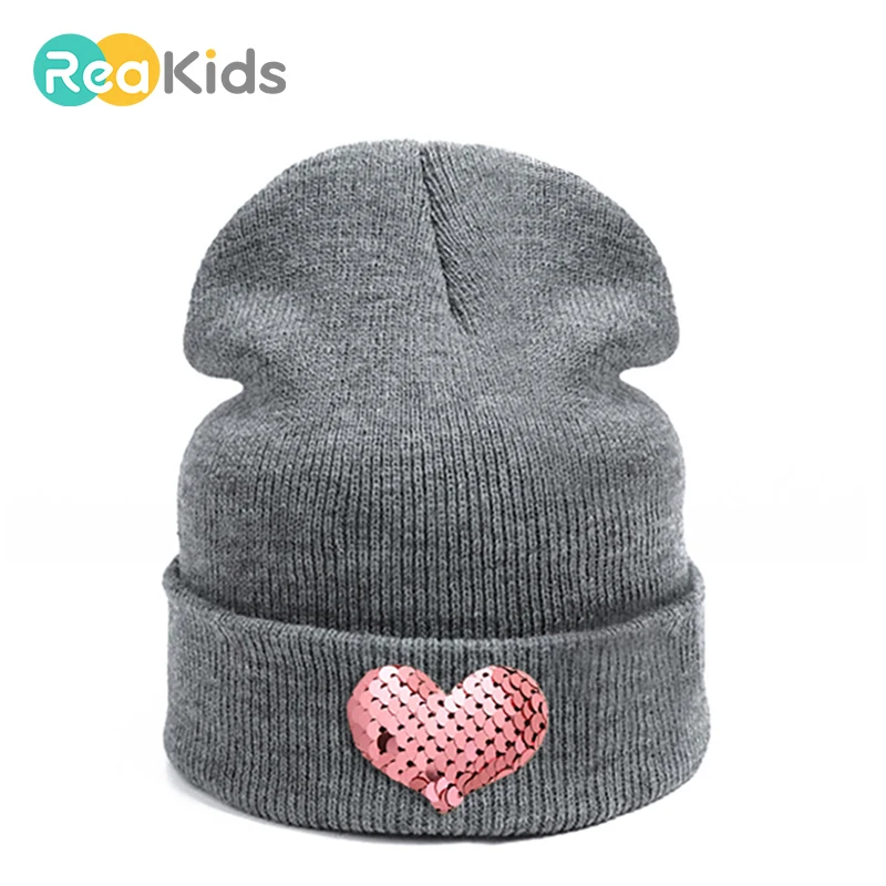 REAKIDS/Модная детская шапка Skullies Beanies «сделай сам»; детская зимняя шапка для девочек и мальчиков; шапка для маленьких девочек; тонкая детская Кепка унисекс с блестками