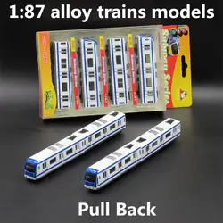 1: 87 модели поездов из сплава, высокая модель автомобиля метро, функция отката, игрушечные транспортные средства, развивающие игрушки