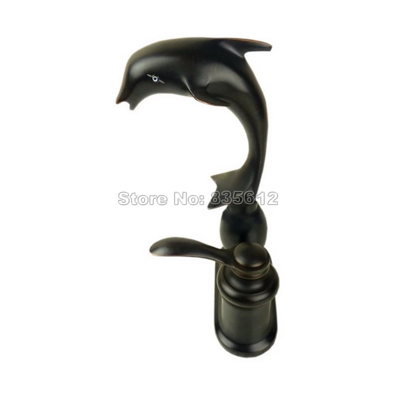Black Oil Rubbed Bronze Dolphin Shaped Bathroom Basin Vessel Sink
