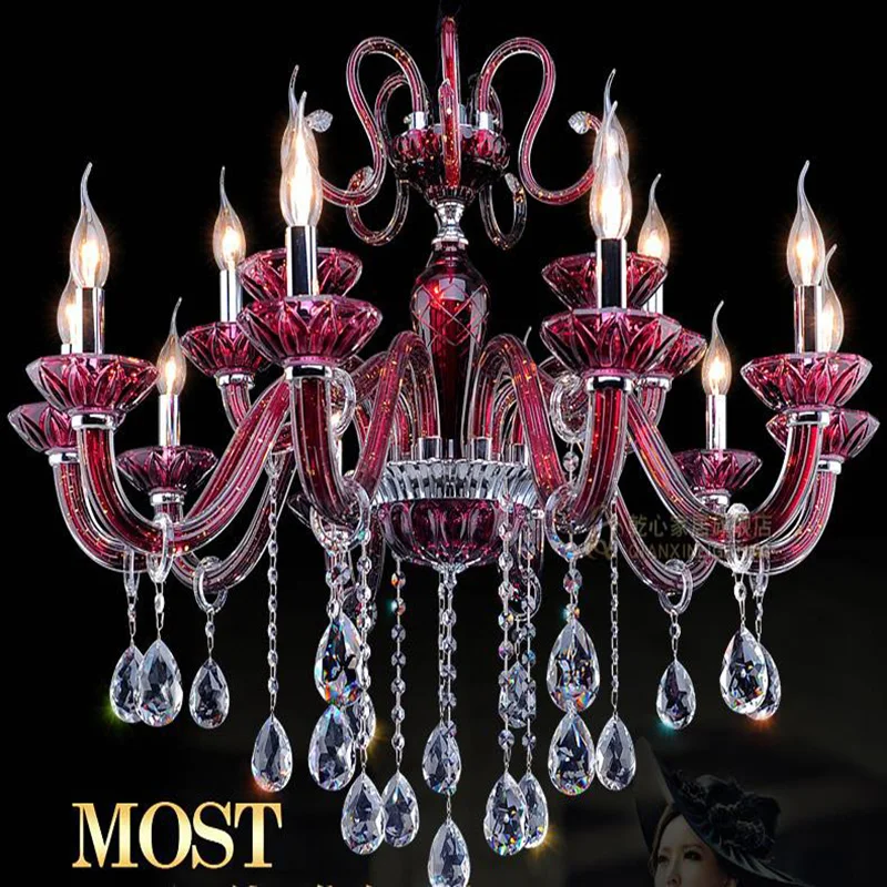 

Modern luxury chandelier Purple K9 crystal chandelier Fashion Purple lamps hanging lights Romantic Candle wedding room lighting