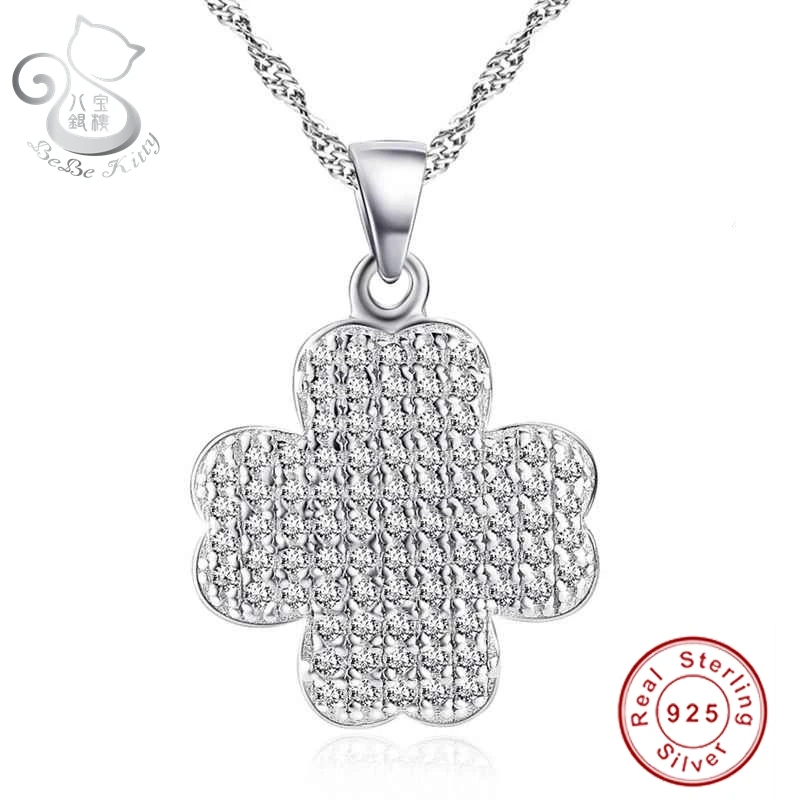 

BEBE Brand S925 Silver Cross Crystals Pendant Necklace for Women 2016 Hot Real Sterling Silver Jewelry Factory Wholesale