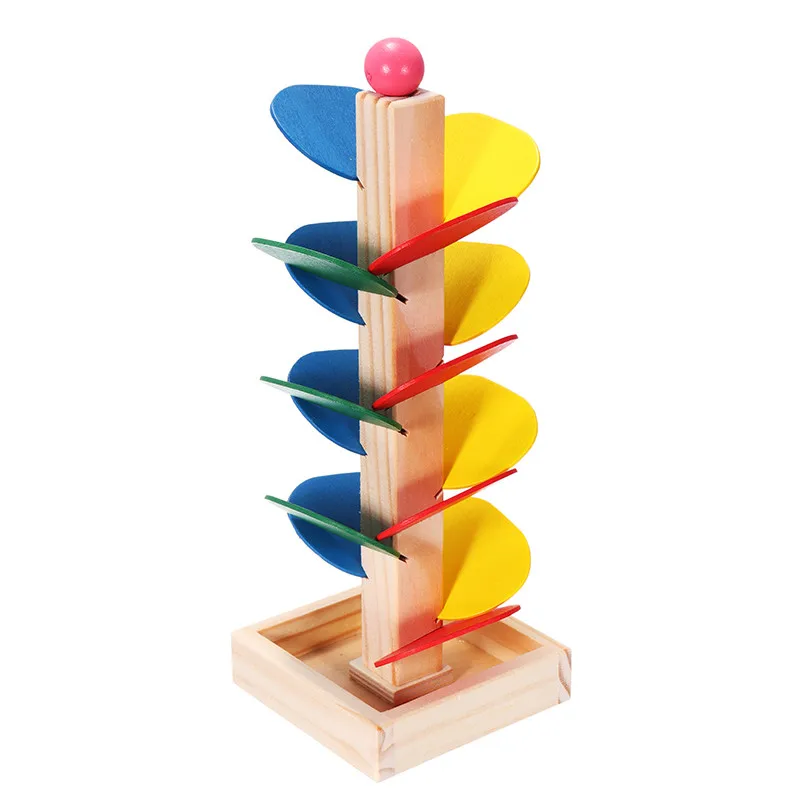 

JIMITU Wooden Toys Colorful Tree Marble Ball Run Track Game for Baby Montessori Blocks Model Building Wood Toys for Children