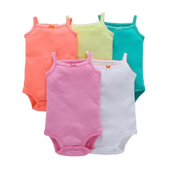 

5PCS/Set Baby Clothes Solid Design Short Condole Belt Cotton Summer Baby Rompers Newborn Baby Boys Girls roupa de bebes Clothing