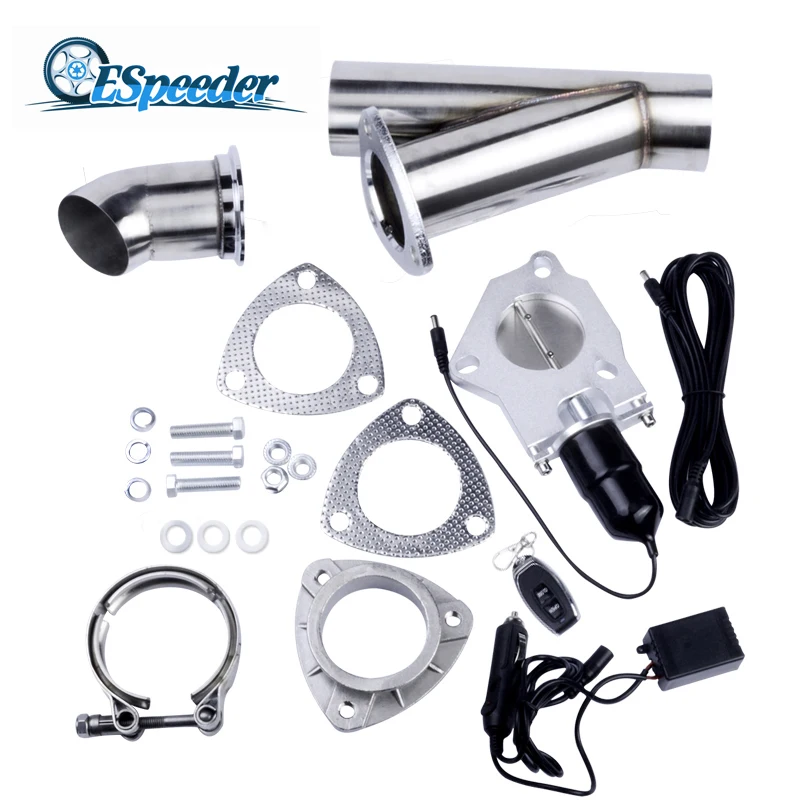 ESPEEDER 2.5'' Stainless Steel Headers Y Pipe Exhaust Cut Out Catback