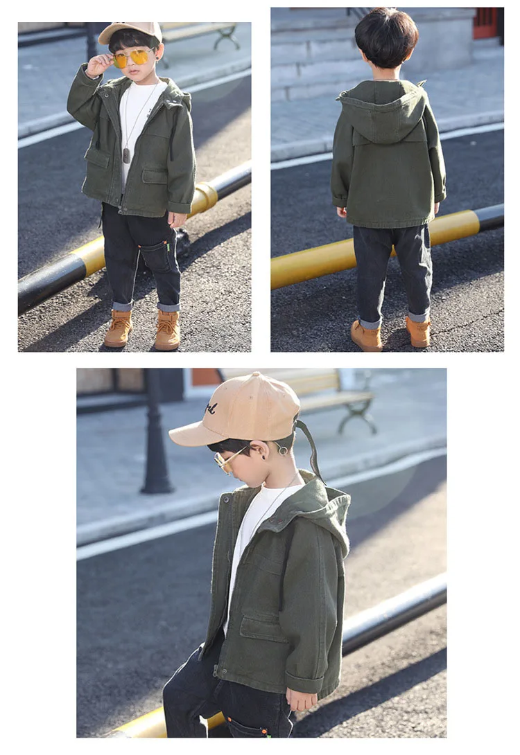 black green children hooded denim long coats for teenage boys outerwear tops kids autumn long sleeve jackets clothing 8 10 12 Y  (15)