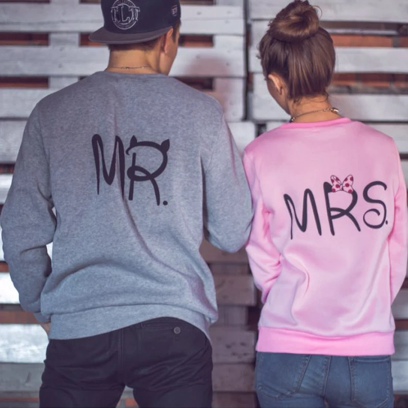 Новые модные флисовые рубашки с надписью MS and MR для влюбленных пар длинным
