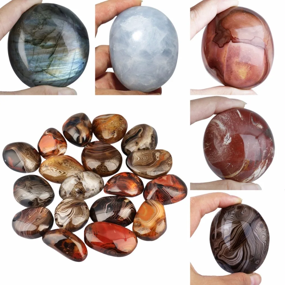 

TUMBEELLUWA 1Pc Natural Irregular Polished Palm Stone Worry Stone Pebble Healing Crystal