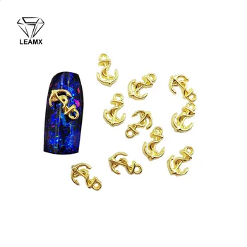 

50 PCS/bag Nail Decoration Sticker 3D Anchor Shape Shiny Manicure Charm Alloy Nails Charms For Manicure Decoration