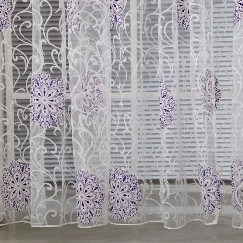 

Room Floral Tulle Window Curtain Drape Panel Decal Scarf Valances Door Decor Living Room Curtain Home textile