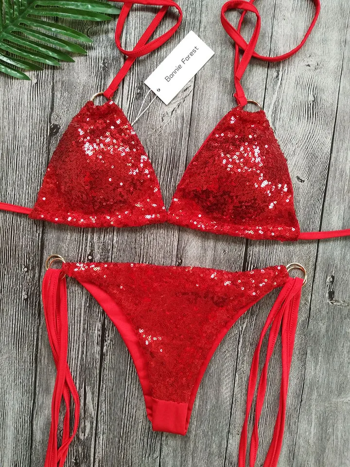 red sparkly bikini