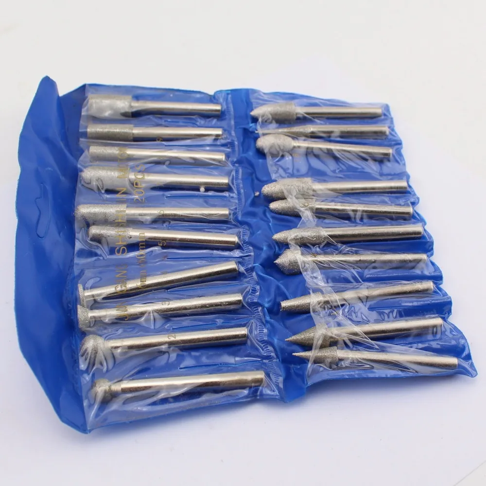 30 pcs Diamond Coated 2 mm cylindrique cylindre Rotary Drills Bits Bit Burr bavures