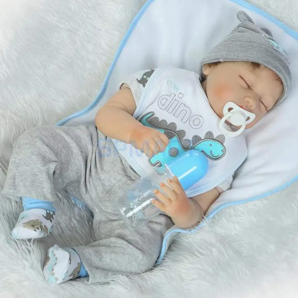 

Lovely 6 Pieces Baby Dolls Clothes Rompers Pants Socks Hat Bib for 22-23inch Reborn Girl Boy Doll Pajamas Sleepwear