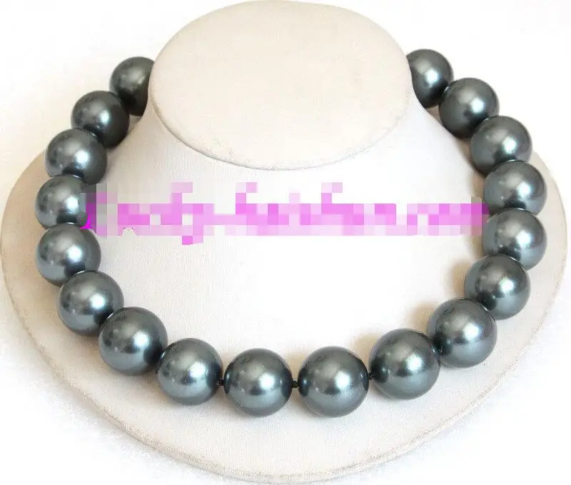 

FREE SHIPPING HOT sell new Style >>>>20mm 100% Tahitian black south sea shell pearl necklace