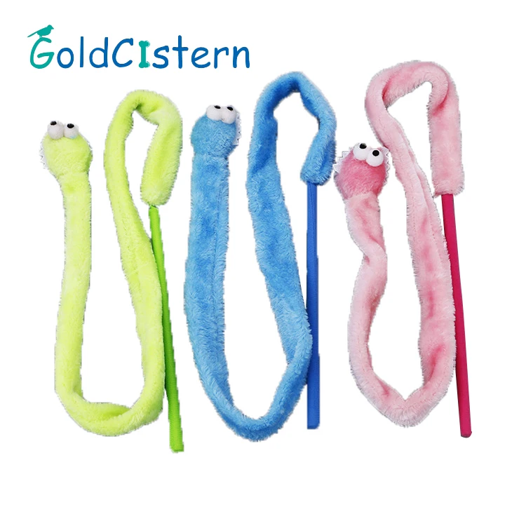 

Funny Pet cat stick Plush Cartoon Snake Cat Teaser with Mint 3Colors