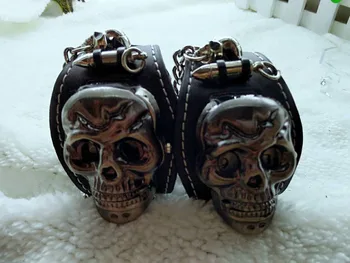 

Cool Ghost Skull Cover Design Black Leather Quartz Watch Men Fashion Sports WristWatch Bracele Bangle Watches Wholesale P018
