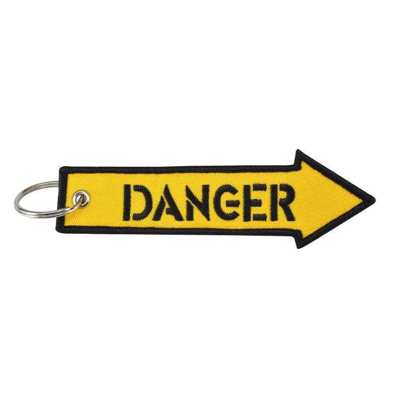 

Novelty Mobile Phone Strap Double-sided Dangerous Machine Warning Tag Keychain for Motorcycles and Cars Phone Straps Holder