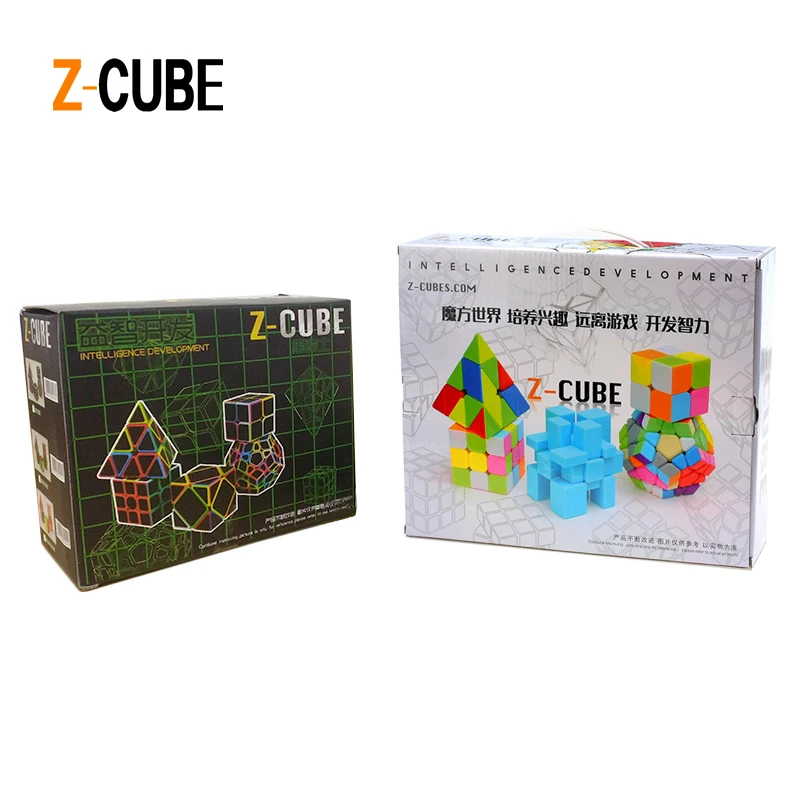 ZCUBE 5pcs box Colorful Stickerless Carbon Fiber Magic Cube Set 3x3x3 Speed Puzzle Pyraminx Megaminx Axis
