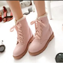 Señoras grandes del tamaño 9 10 11 12 de cordones de charol suave cuña Del Tobillo botas altas de tacón botas de Nieve de Invierno de terciopelo Otoño de las mujeres zapatos