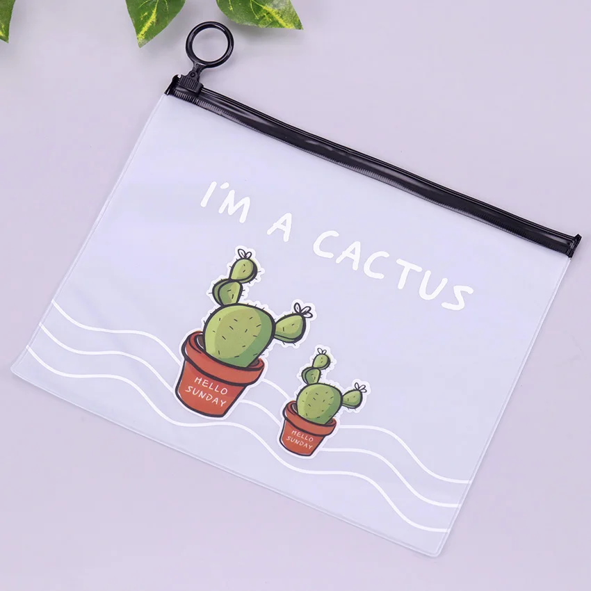 Two Cactus Кактус ПВХ водонепроницаемые пеналы прозрачные канцелярские принадлежности А5 Папка для хранения файлов офисные школьные принадлежности пеналы для девочек - Цвет: Two Cactus