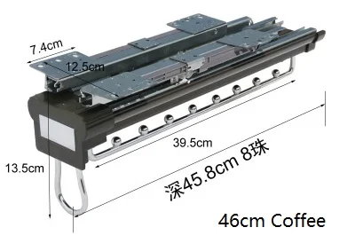 Premintehdw сверхмощный мягкий демпфер Верхнее Крепление выдвижной шкаф ткань вешалка для куртки двойной слайд - Цвет: 46CM Coffee