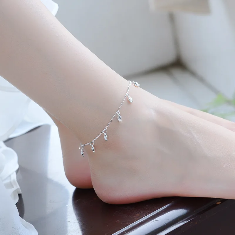 

LUKENI New Fashion 925 Sterling Silver Anklets For Girl Party Accessories Trendy Rose Bracelets For Women Jewelry Fashion Gift