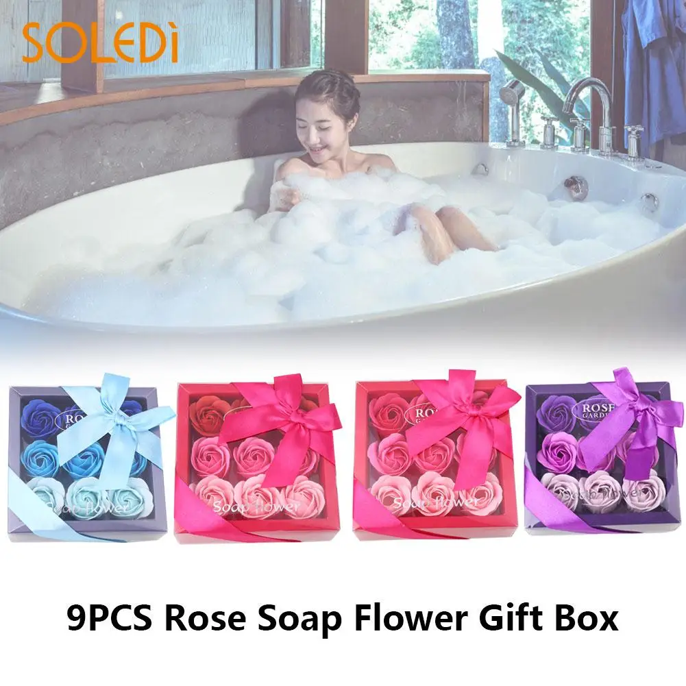 

Colorful Soap Floral Gift Flower Petal Artificial Rose Elegant 4 Color 9 Pcs Hotel Decor Party Ornament Festival