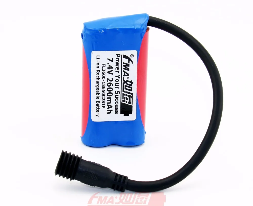 

18650 7.4V 2600mAh Li-ion Battery Pack 2S PCM inside for Bike light DC5521
