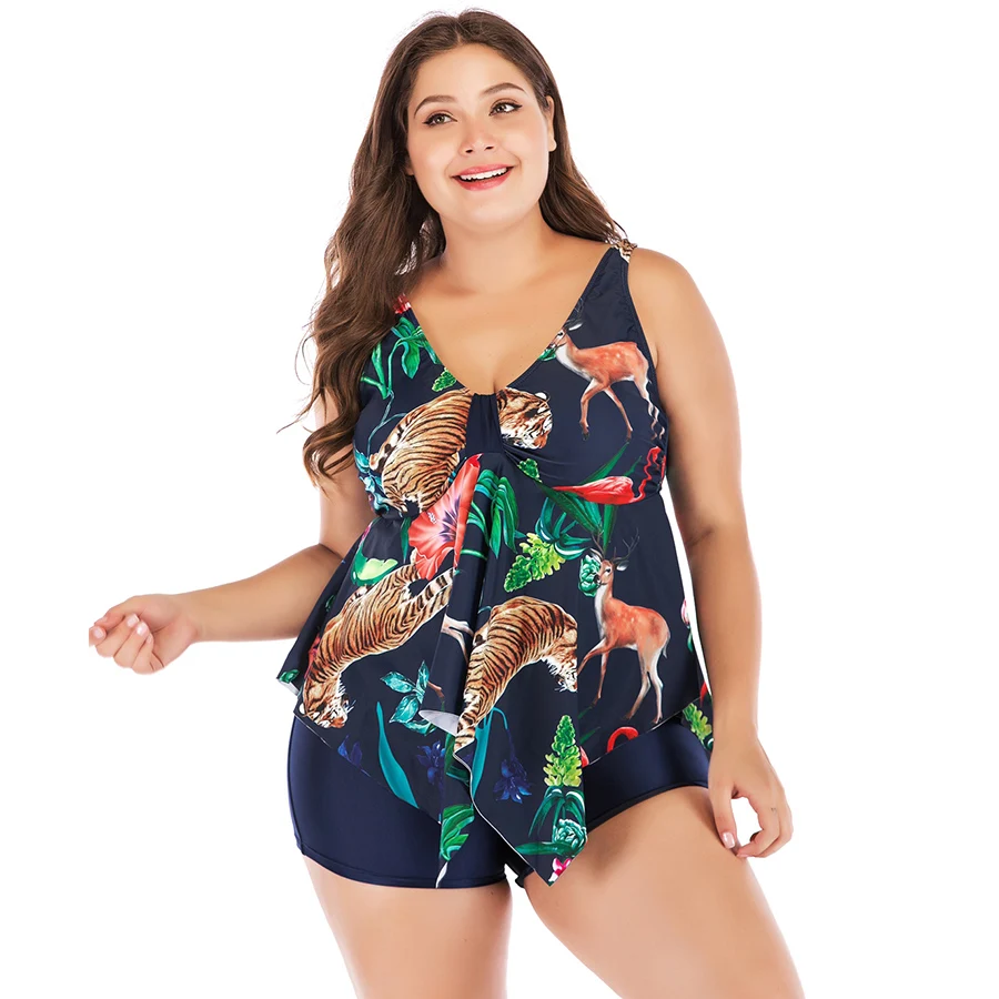 

Women Two Pieces Swimsuits Floral Swim Dress Tankini with High Waist Short Swim Skirt Swimwear Bathing Suit Beachwear L XL