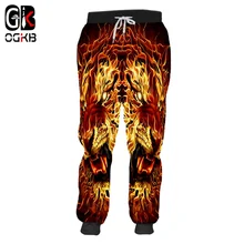 OGKB 3D Joggers Haren Pants Men/Women Cool Animal Sweat Pants Fashion Print Flame Lion Sweatpants Autumn Fall Winter Trousers