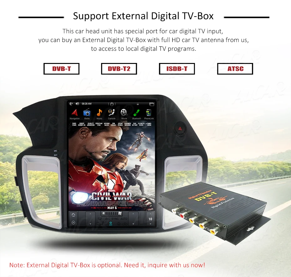 Best Aucar Tesla Style 2 din car radio gps navigation for Honda Accord 2013-2017 Android 8.1 autorado multimidia cassette player 17