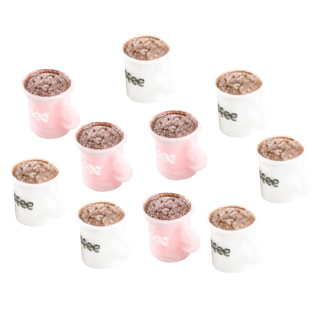 10 Pieces Mini House Resin Coffee Cup Tableware Decoration Dollhouse Miniature Layout Accessories