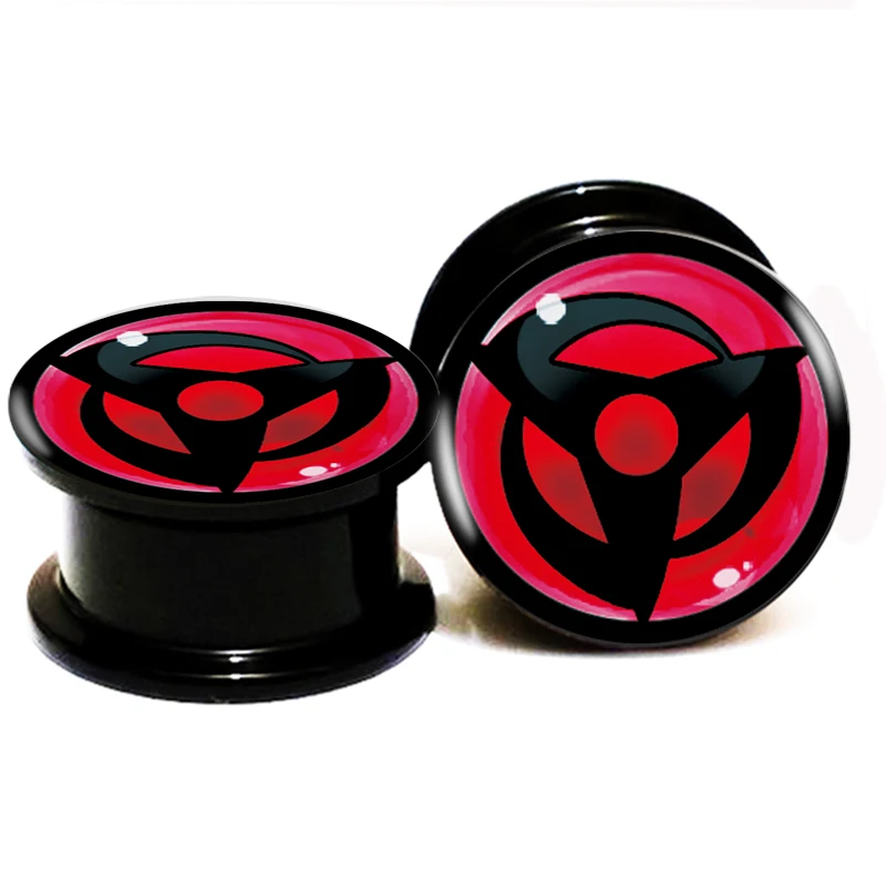 2pcs/Lot Black Acrylic Naruto sharingan shippuuden Eye Ear Plugs Screw