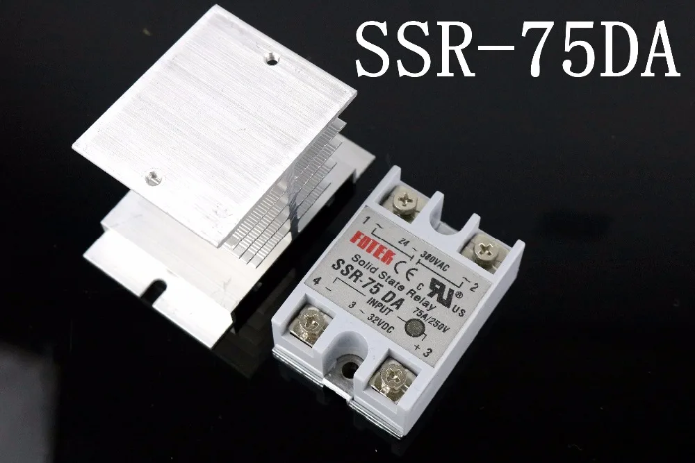 

1 set SSR-75 DA + Radiator Solid State Relais SSR 75A 3-32 V DC/24-380 V AC