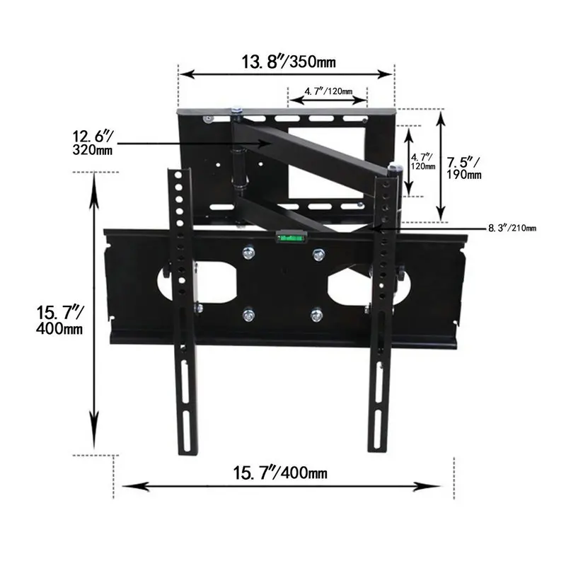 Шарнирный ТВ настенный кронштейн для 2"-55" ЖК светодиодный плазменный 3D Телевизор с VESA до 400x400, Полный наклон поворотный Длинный рычаг
