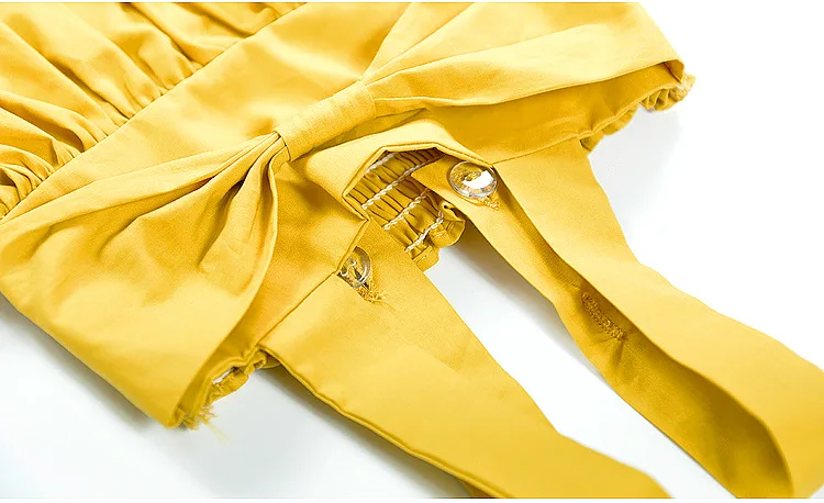 Mother nest Big Bow Yellow Girls Strap Dress 2018 Infants Cotton Backless Pleated Princess Dresses Toddler Newborn Clothing (6)