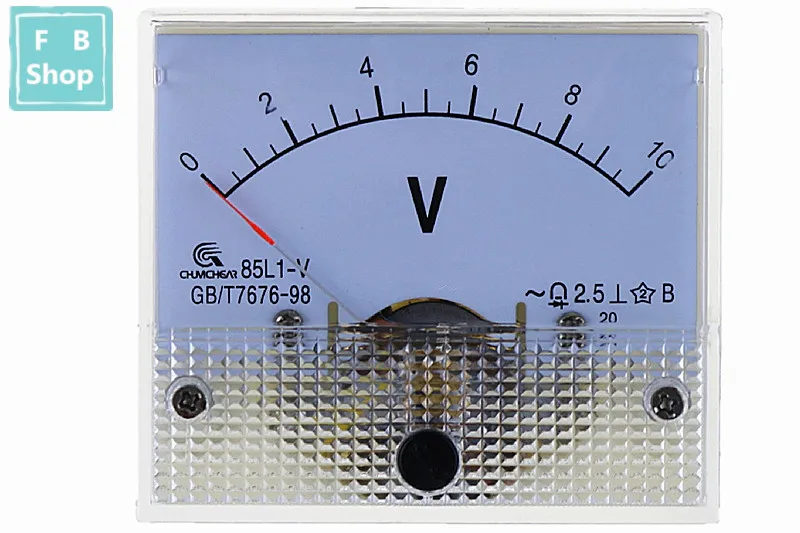 1 шт. 85L1-V 1 в 2 в 3 в 5 в 10 в 15 в 20 в 25 в 30 в 50 В AC Аналоговый вольтметр Панель измеритель напряжения 64*56 мм - Цвет: 10V