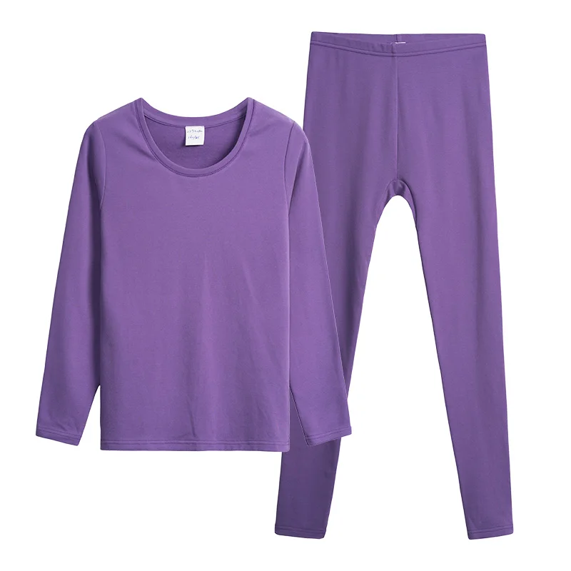 THREEGUN зимние комплекты термобелья женский средства ухода за кожей формы Тонкий дамы кальсоны для женщин женская пижама теплые для зимняя термо - Цвет: Clove purple