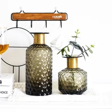 Креативный современный нордический стиль молоток узор ваза стеклянная для цветов композиция Аксессуары Украшение дома Золотое кольцо плоская бутылка