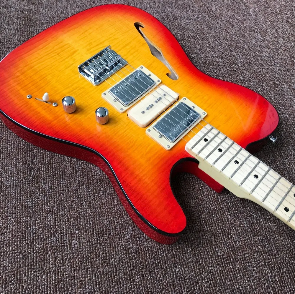

New arrive Chinese factory OEM China Half a hollow Electric Guitar Real photo shows