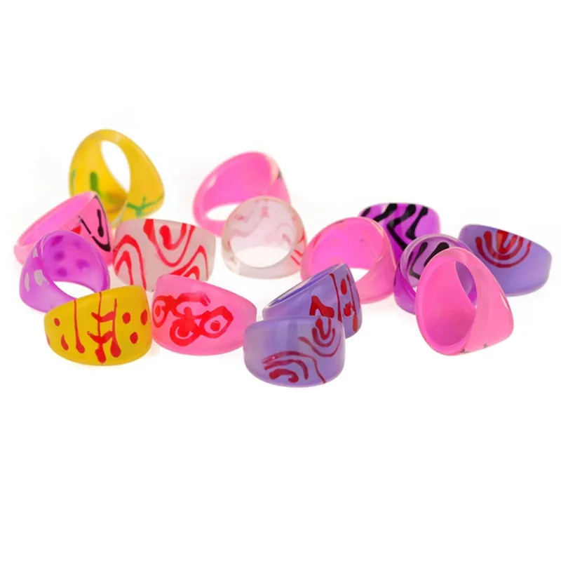

Wholesale 20pcs/Lot Children's Cute Resin Rings Baby Girl Ring Kids Jewelry Party Jewelry Accessories Randomly Sent